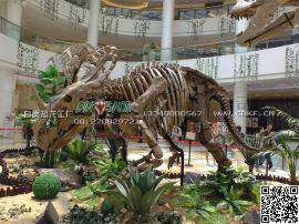 恐龙化石骨架展示，逼真雕塑恐龙化石制作