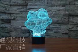 新款创意3D青蛙彩视觉立体灯 LED个性卧室客厅氛围小台灯