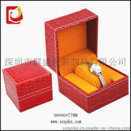 深圳手表厂家 批发定制红色PU皮的表盒 手表盒 饰品手表包装盒